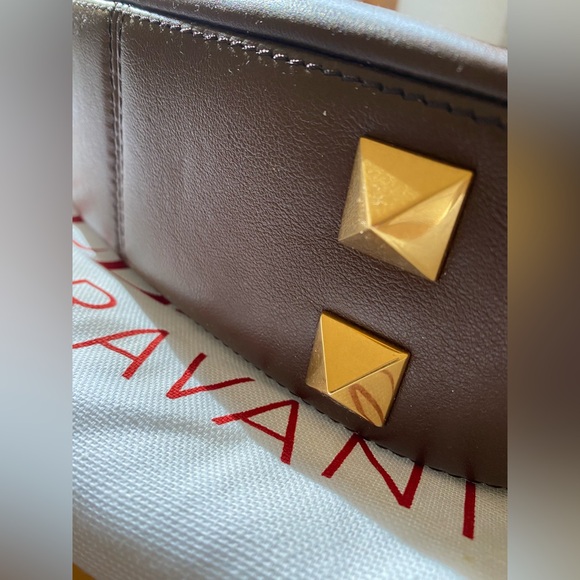 Valentino • NWT Valentino Garavani Roman Stud Sign Leather Shoulder Bag in Brown - Picture 7 of 11